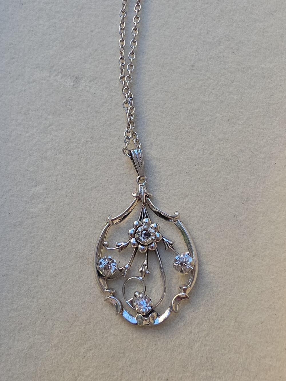Vintage Danecraft Sterling Silver Openwork Floral Pendant, Edwardian